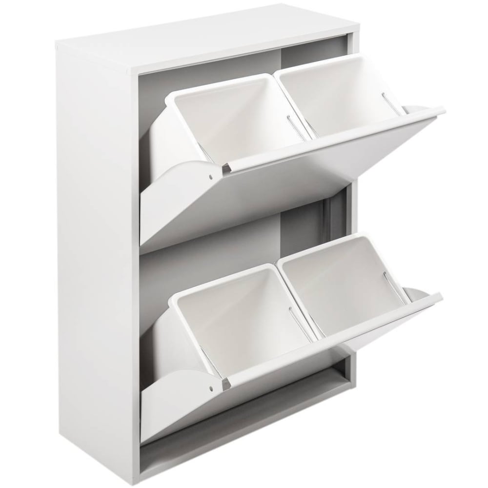 Poubelle,en Metal,blanc,60x25h92 Cm