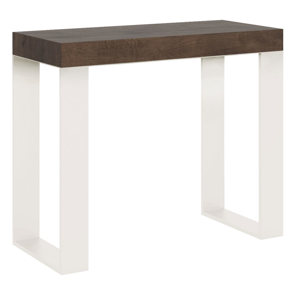 Console Extensible 90x40/196 Cm Tecno Small Noyer Structure Blanc