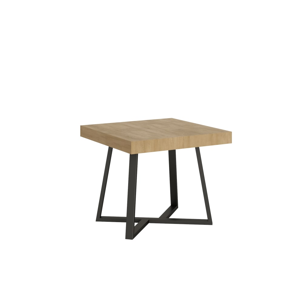 Table Extensible 90/194x90 Cm Zeplir Chêne Nature Pieds Anthracite