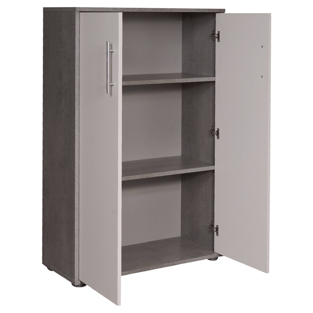 Armoire Polyvalente 2 Portes Effet Bois Blanc Et Gris 79x34 Cm