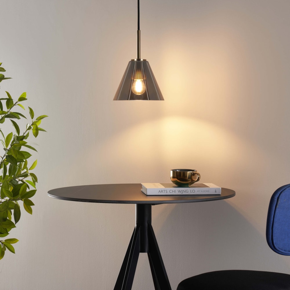 Suspension conique et design verre fumé - Soliria