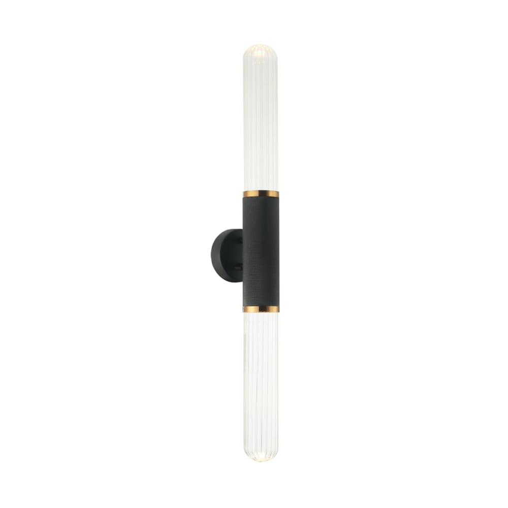 Applique tendance noire double éclairage LED en métal et verre - Hita