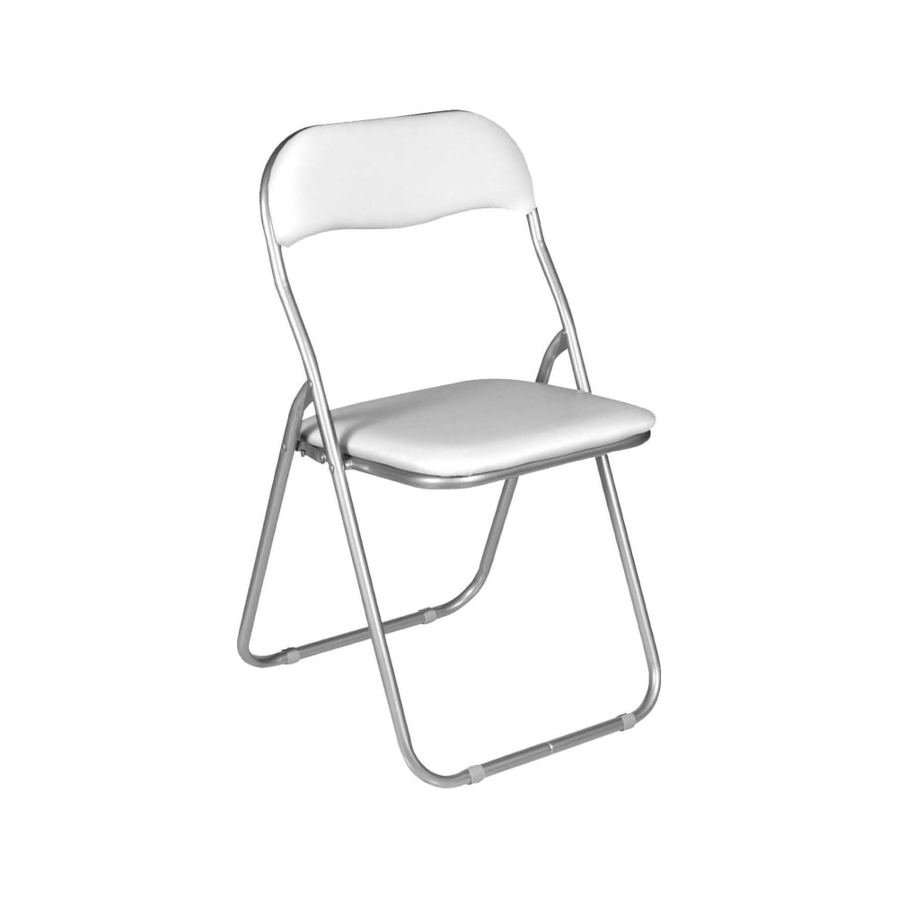 Chaise Pliante,en Fer,blanc,43x47h79.5 Cm