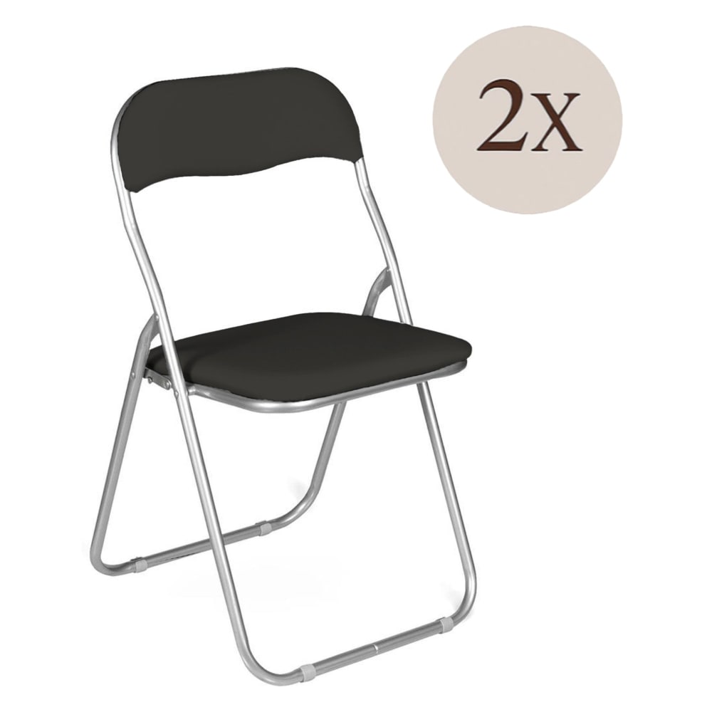 Lot De 2 Chaises Pliante,en Fer,noir,43x47h79.5 Cm