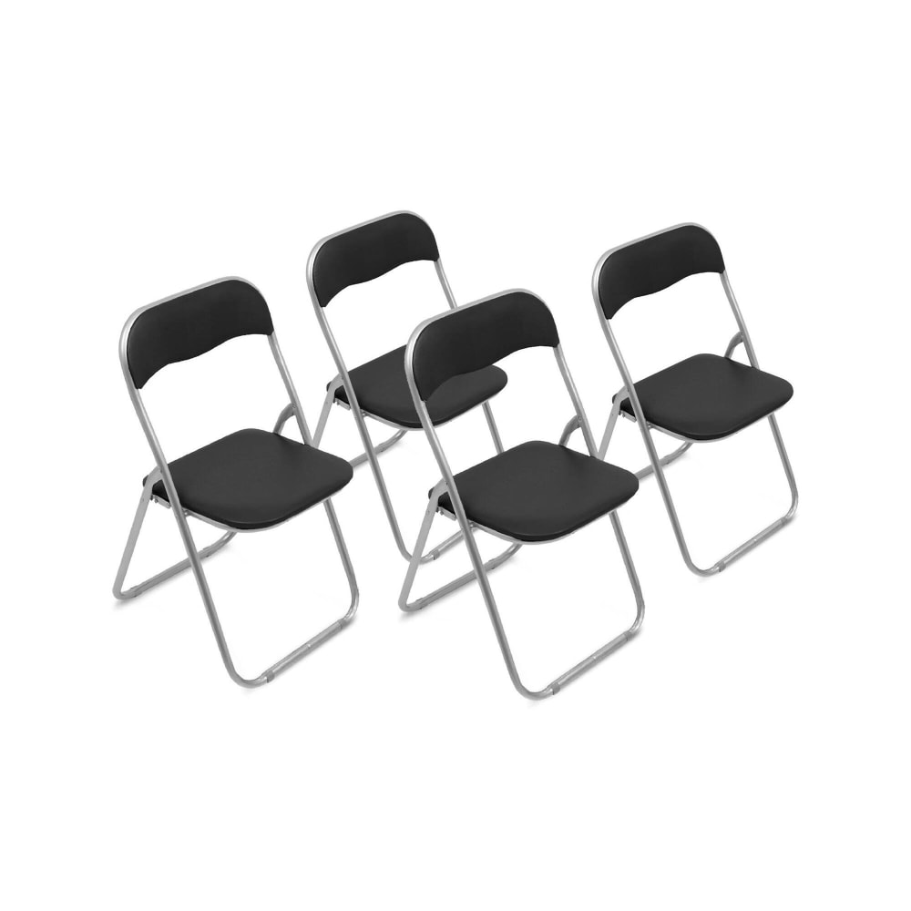 Lot De 4 Chaises Pliante,en Fer,noir,43x47h79.5 Cm