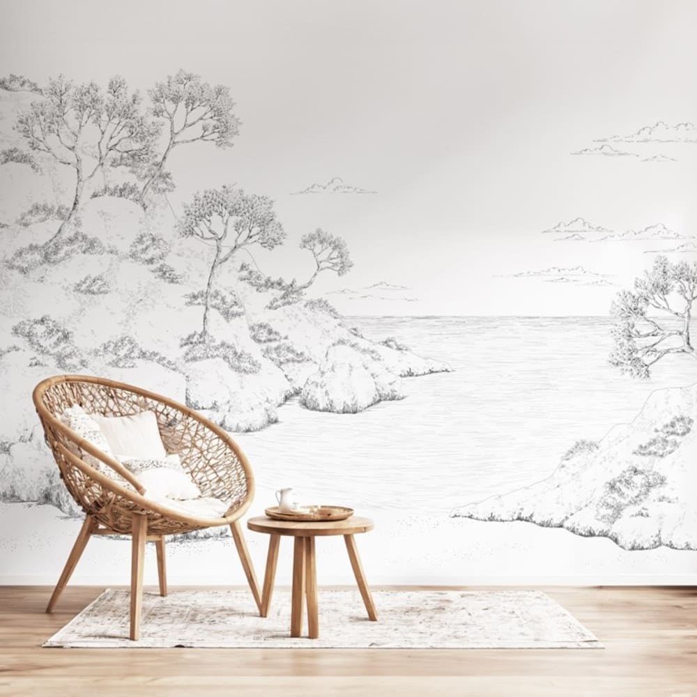 Papier peint panoramique - Calanques - Blanc - intissé: 150g/m² - 7 lés: 336x270cm