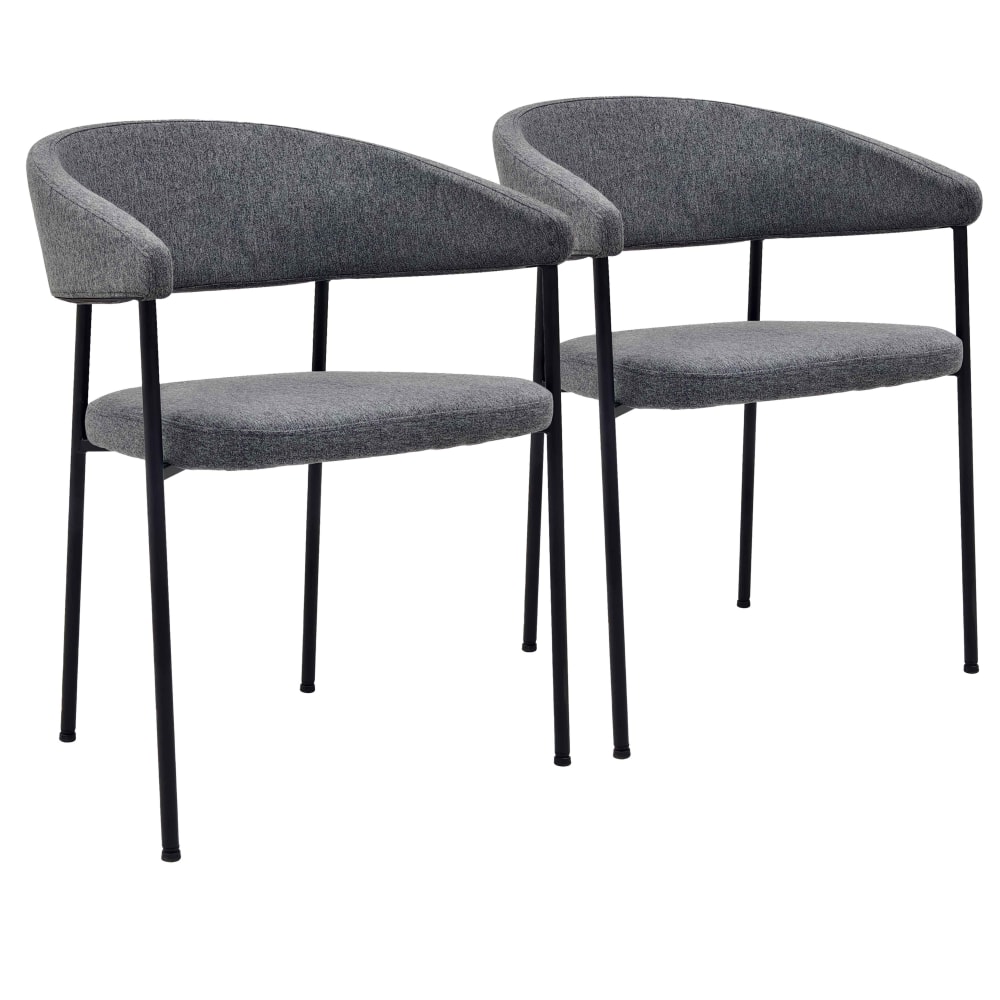 Lot de 2 fauteuils en contreplaqué et tissu gris anthracite Oviala