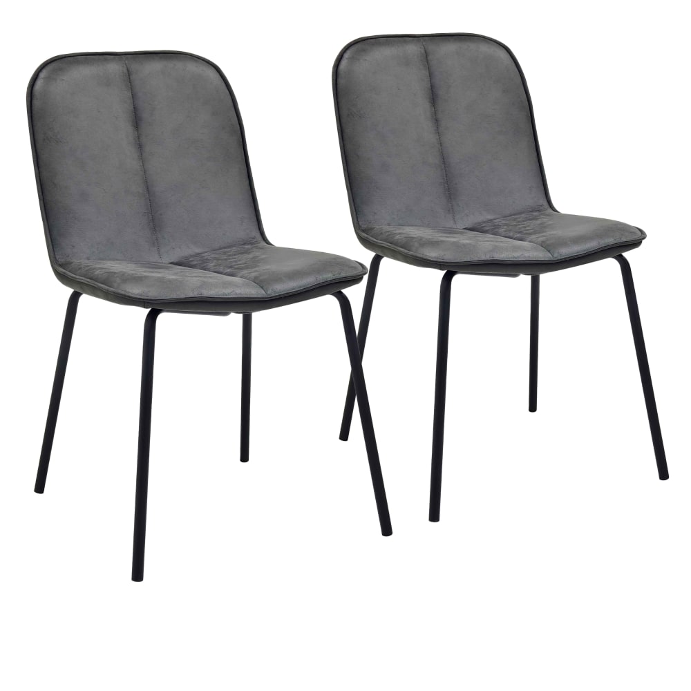 Lot de 2 chaises en métal et textile enduit grises Oviala