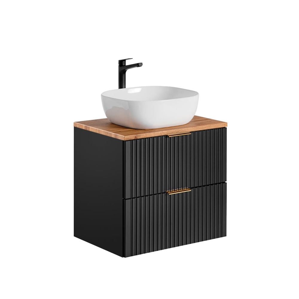 Meuble simple vasque 60cm panneaux mélaminé et mdf noir