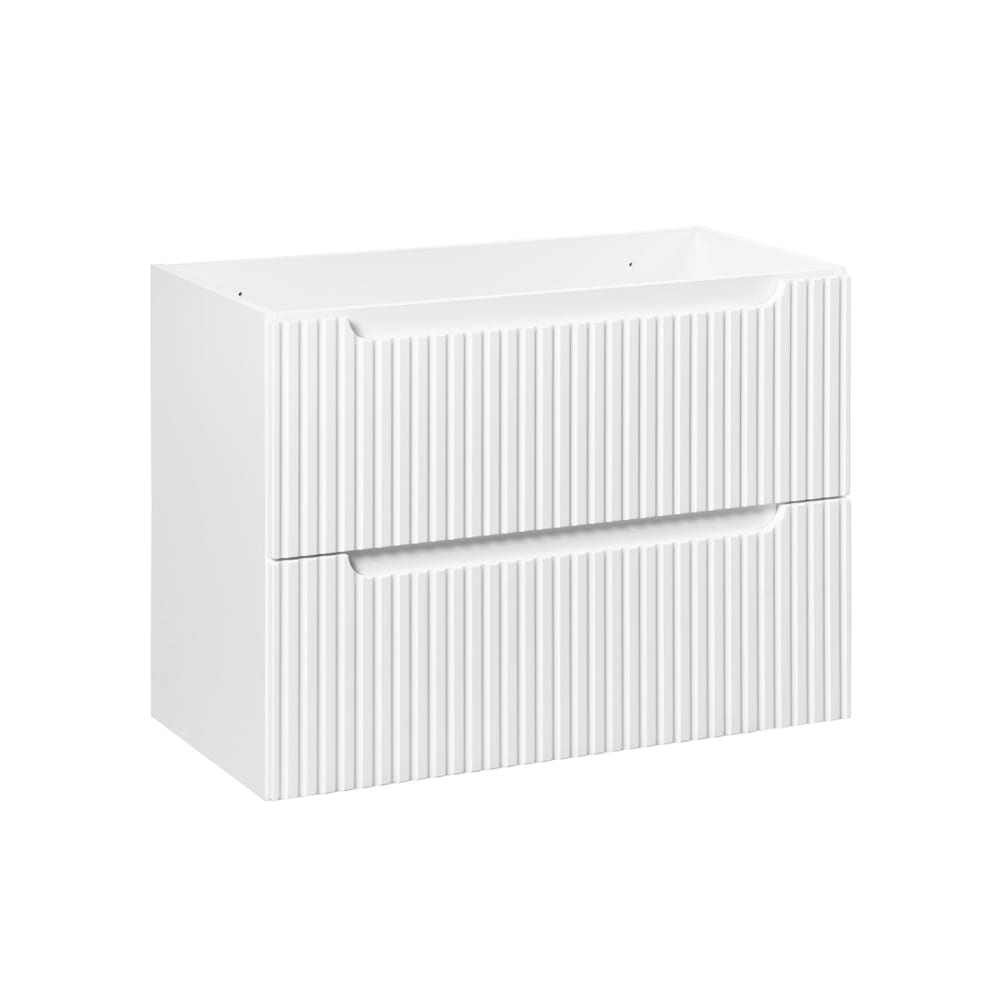 Meuble sous-vasque 80cm 2 tiroirs panneaux mélaminé et mdf blanc
