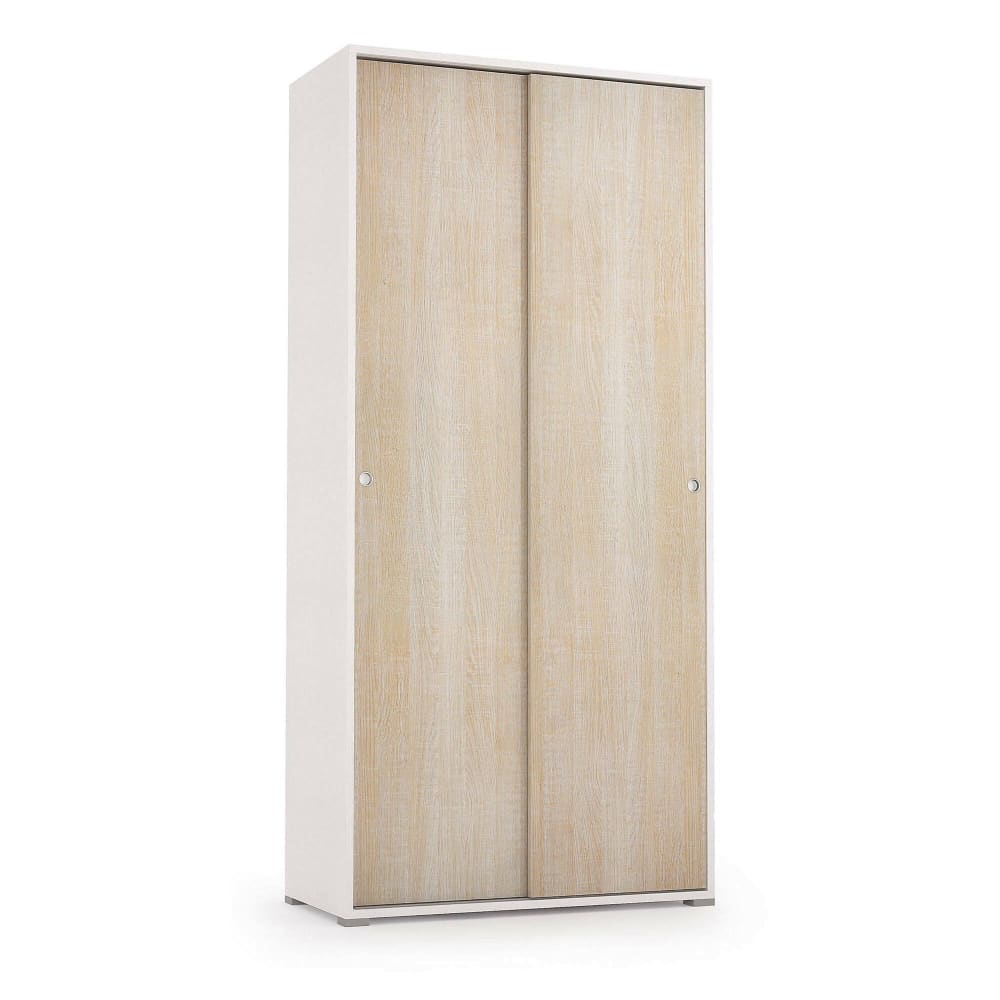 Armoire 2 Portes Effet Bois Beige, Blanc 90x45 Cm