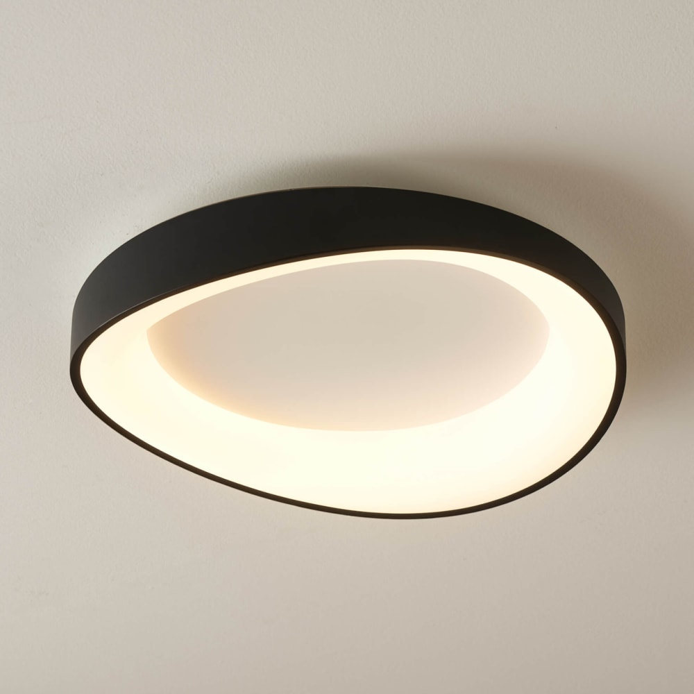 Plafonnier rond noir discret LED compatible avec variateur - Belina