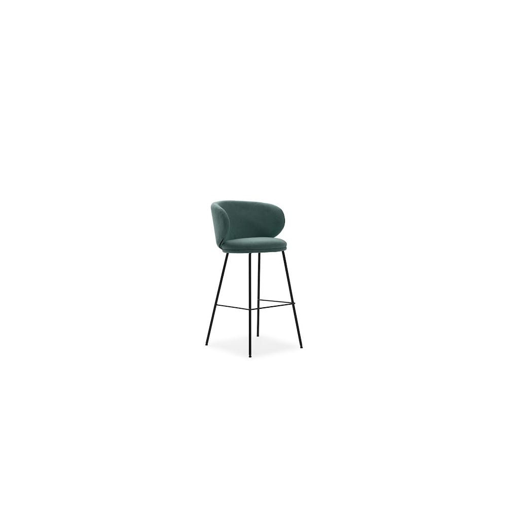 Havel - Lot de 2 tabourets de bar en tissu et métal H65cm - vert eucalyptus