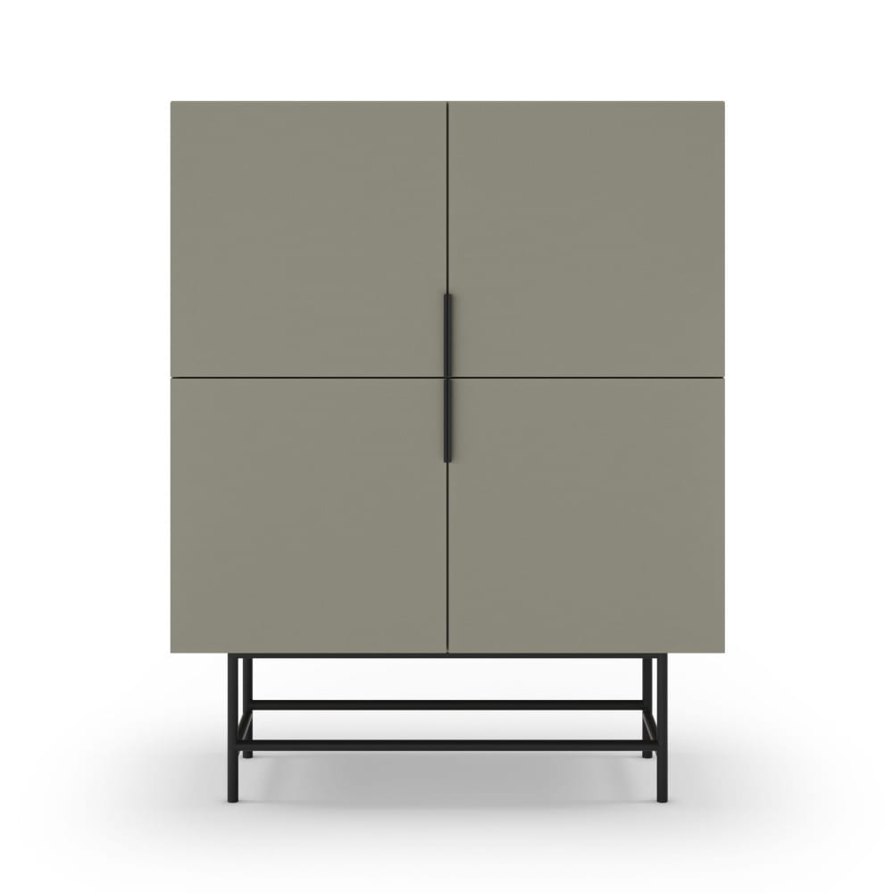 Vintara - Buffet haut 4 portes en bois et métal H128cm - Vert amande