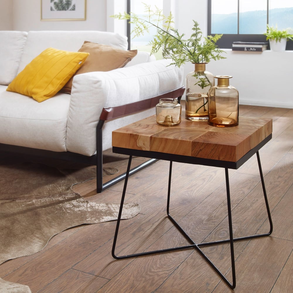 Finebuy Table D'appoint Bois Massif 45x51x45cm Bout De Canapé Table De Salon
