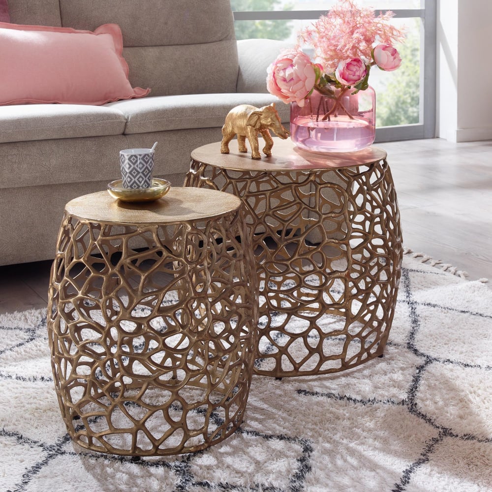 Finebuy Table D'appoint Lot De 2 Petite Table Basse De Salon Ronde Moderne