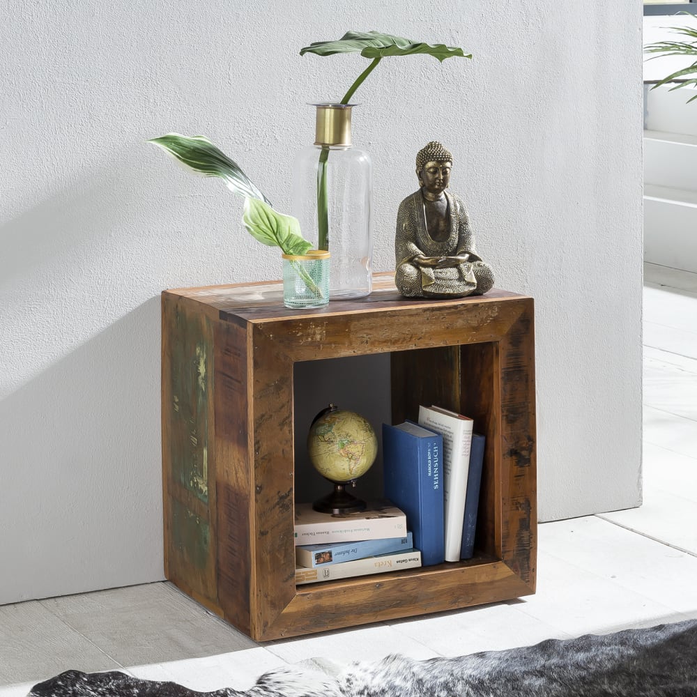 Finebuy Étagère Debout Bois Massif 45x45x35cm Étagère Cube Table D'appoint Carré