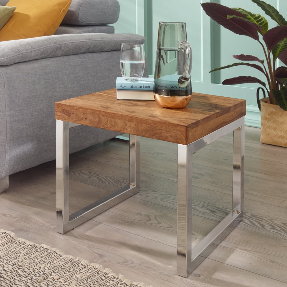 Finebuy Table D'appoint Bois Massif 45x40x45cm Bout De Canapé Table De Salon