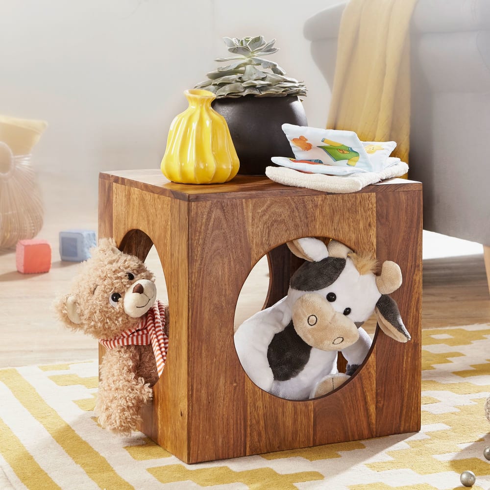 Finebuy Table D'appoint Bois Massif 35x35x35cm Bout De Canapé Table De Salon