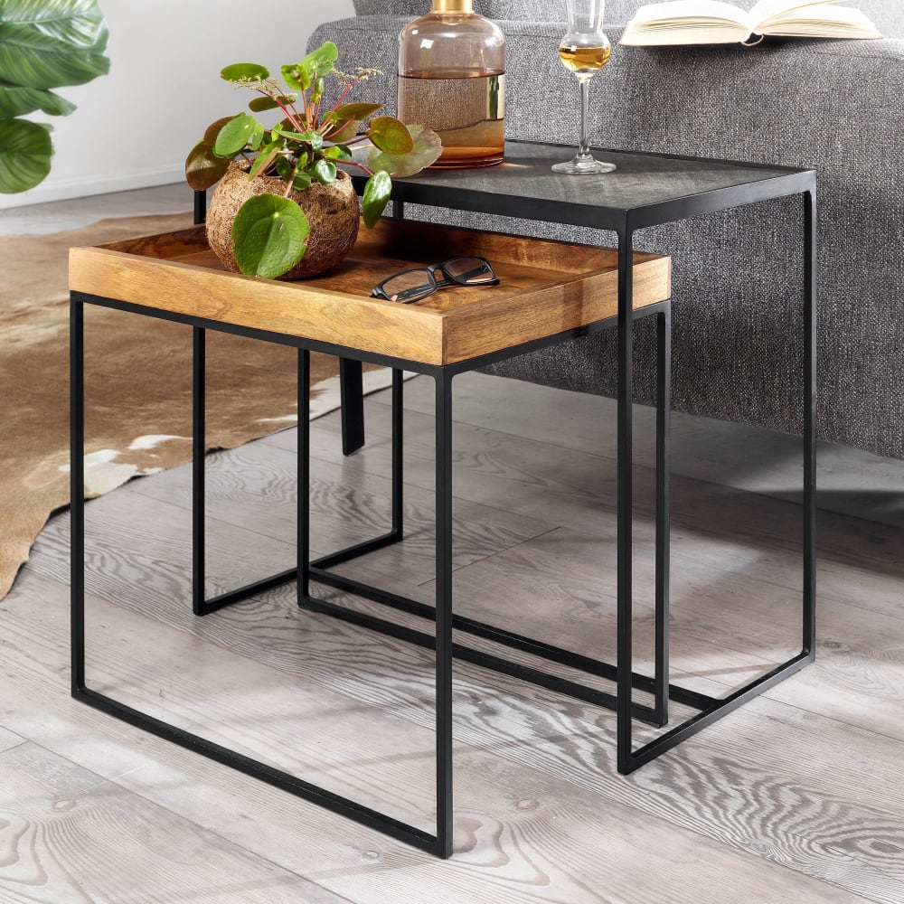 Finebuy Tables Gigognes Bois Massif Pierre Deux Table D'appoint Basse Lot De 2