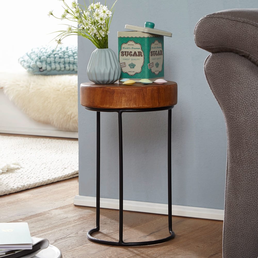 Finebuy Table D'appoint Bois Massif 28x45x28cm Bout De Canapé Table De Salon