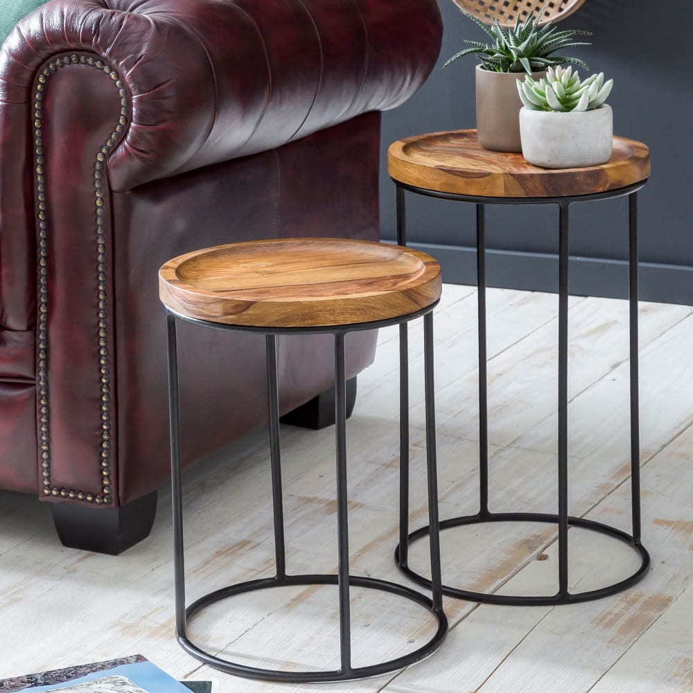 Finebuy Tables Gigogne Bois Massif Table D'appoint Lot De 2 Table Basse Ensemble