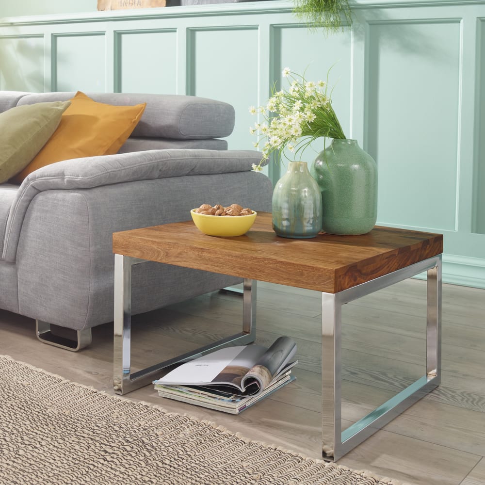Finebuy Table D'appoint Bois Massif 60x40x60cm Bout De Canapé Table De Salon