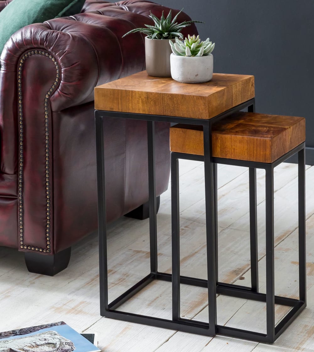 Finebuy Tables Gigogne Bois Massif Table D'appoint Lot De 2 Table Basse Ensemble