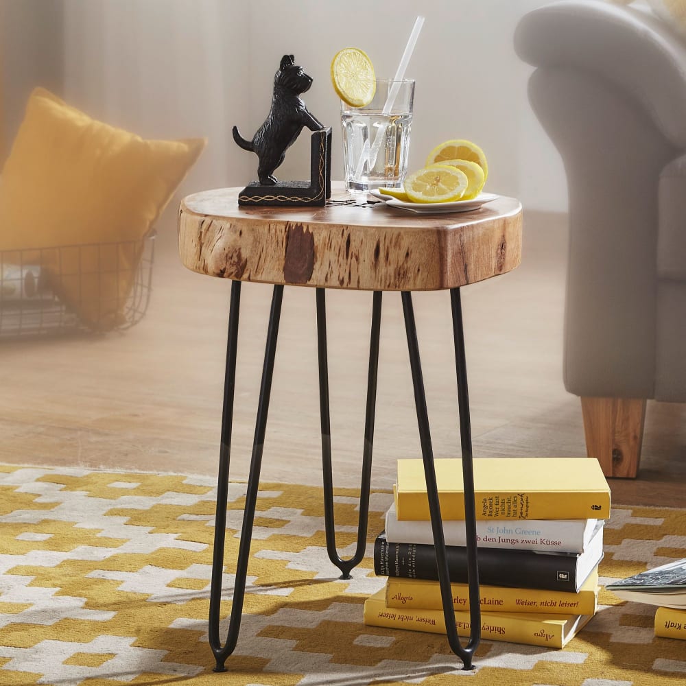 Finebuy Table D'appoint Bois Massif 35x46x35cm Bout De Canapé Table De Salon