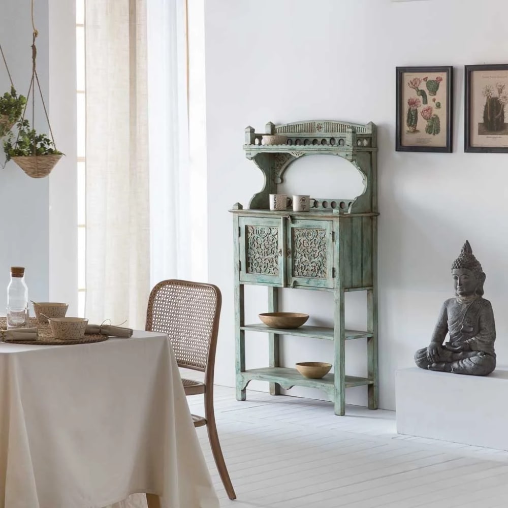 Buffet Alexandra House Living Bleu Fer Bois De Manguier 35 X 150 X 75 Cm