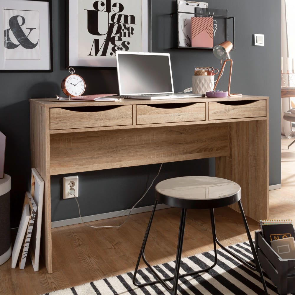 Finebuy Table De Bureau Petit 120x75x55 Cm Table Pour Ordinateur Avec 3 Tiroirs