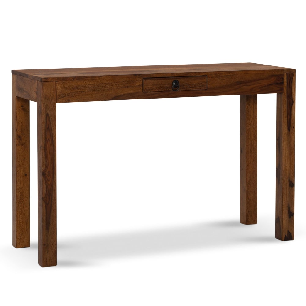 Bureau Finebuy Table De Bureau 118 Cm Tiroir Table D'ordinateur Portable En Bois Massif Sheesham