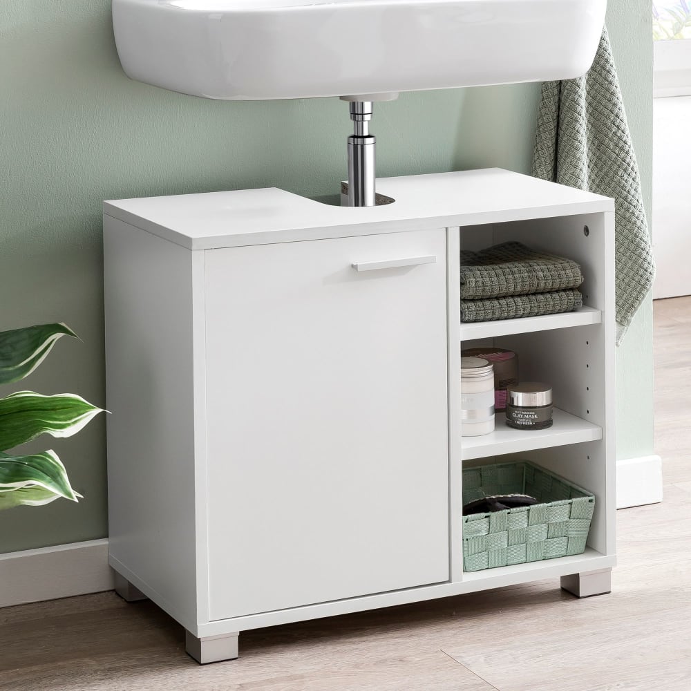 Évier armoire avec 60x55x32 cm Blanc Meuble vasque a poser Design Bain FineBuy