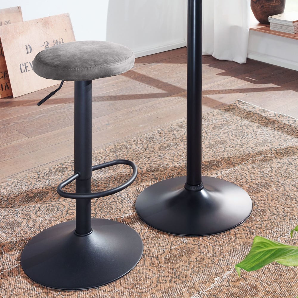 Finebuy Tabouret De Bar Aspect Suède Tabouret Tissu / Métal Tabouret De Bistrot 100 Kg Rond
