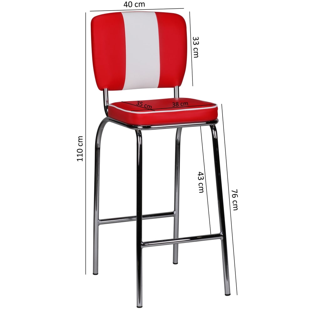 Finebuy Tabouret De Bar Chaise De Bar 40x110x38cm Tabouret Bistro Retro Amérique