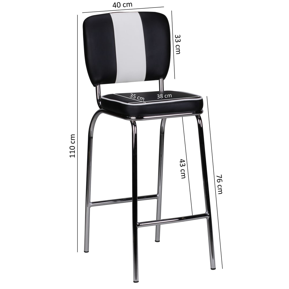 Finebuy Tabouret De Bar Chaise De Bar 40x110x38cm Tabouret Bistro Retro Amérique