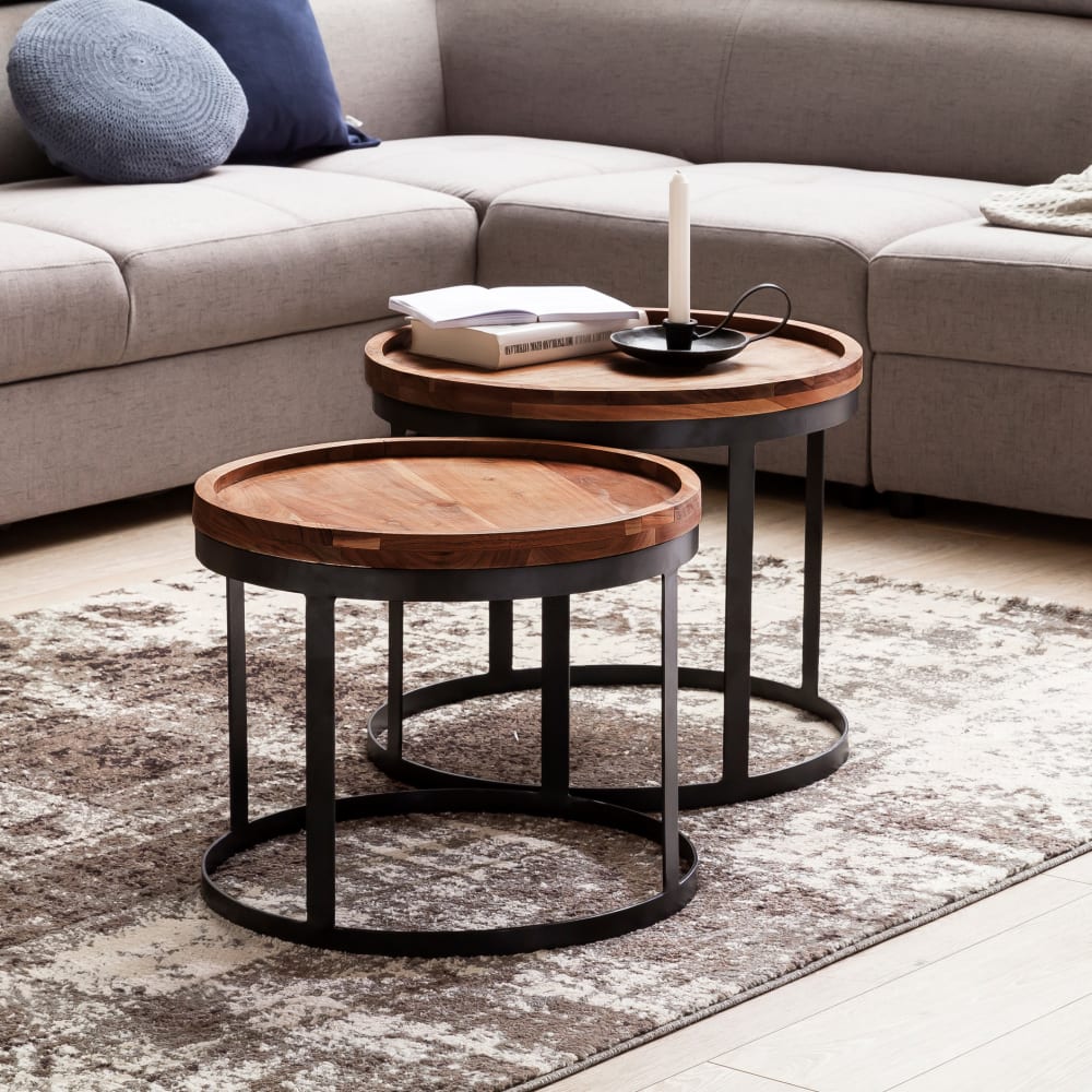 Finebuy Tables Gigogne Bois Massif Table D'appoint Lot De 2 Table Basse Ensemble