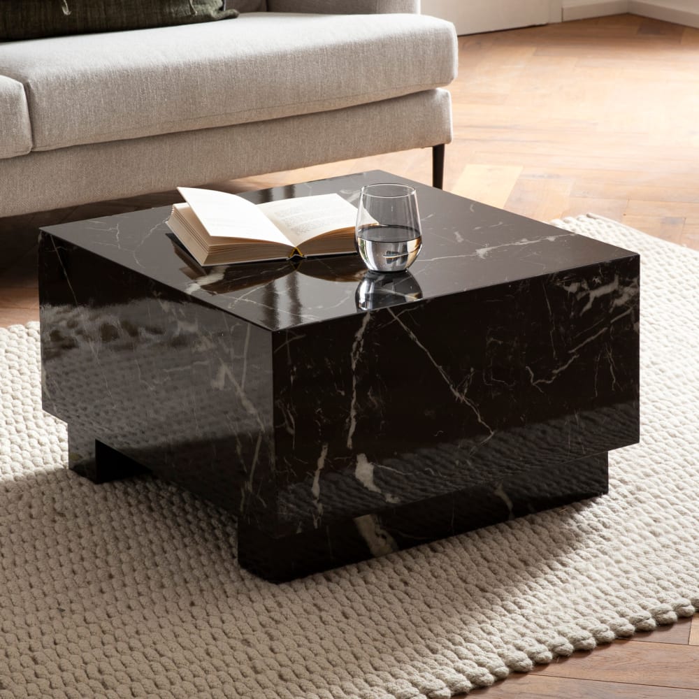 Table Basse Aspect Marbre 60 cm Table de Salon Carrée Moderne Brilliant FineBuy