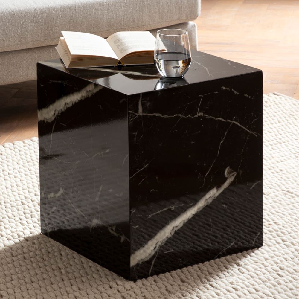 Table Basse Aspect Marbre 40 cm Table de Salon Carrée Moderne Brilliant FineBuy