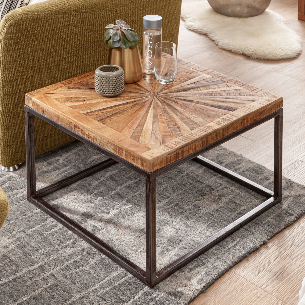 table basse en bois massif 55x55 cm table de salon table moderne table de canapé FineBuy