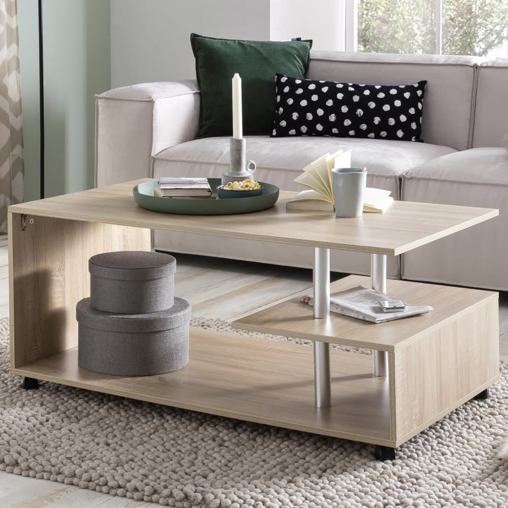 table basse 105 x 48,5 x 60 cm table basse table basse à roulettes FineBuy
