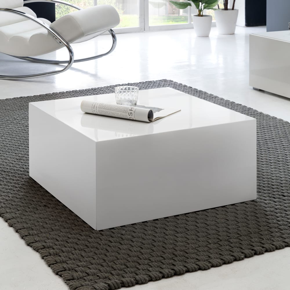 table basse monoblocs MDF table en bois blanc 60 cm carré de table à café FineBuy