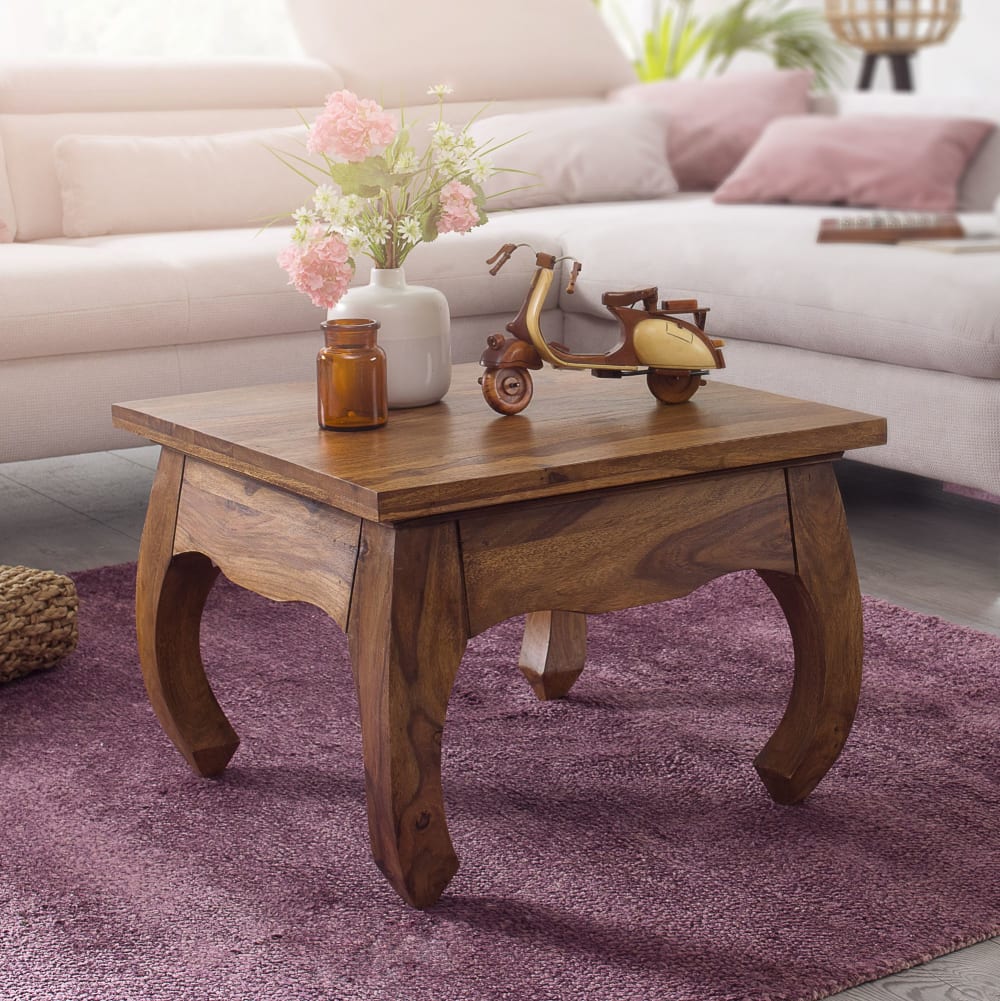 Table Basse Bois Massif 60x40x60cm Table d'appoint Table de salon Design FineBuy