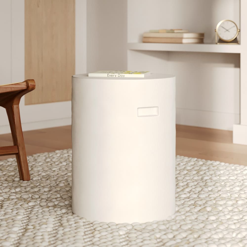 Table d'appoint ronde écrue en fibre d'argile effet béton D35 cm - Santorini
