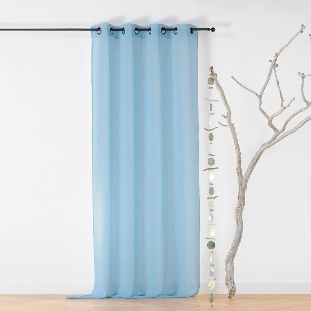 Voilage à oeillets en tissu recyclé polyester bleu 135x260 cm