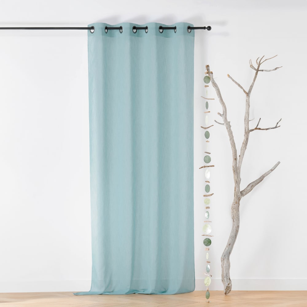 Voilage à oeillets en tissu recyclé polyester céladon 135x260 cm