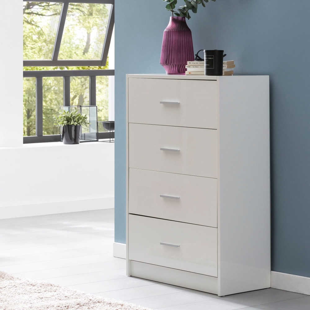Finebuy Commode Avec 4 Tiroirs Armoire 60x90x30 Cm Blanche Buffet Cabinet Salon
