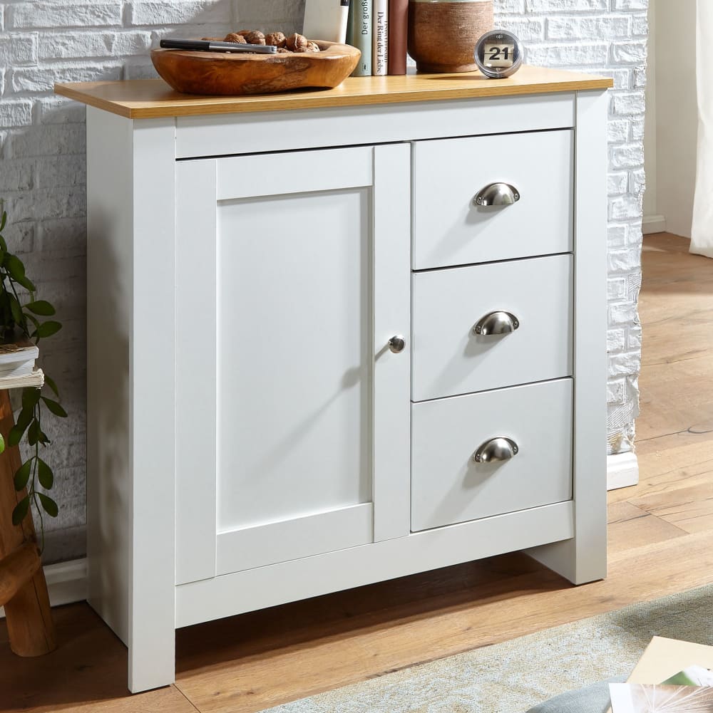 Finebuy Blanc / Chêne 79x81x35 Cm Commode Commode À Tiroirs
