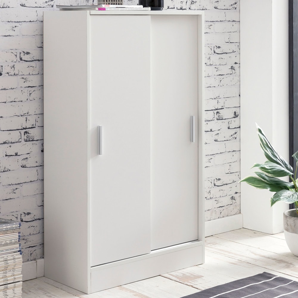 Finebuy Commode Avec 2 Portes Armoire 60x107,5x28,5 Cm Blanche Buffet Cabinet