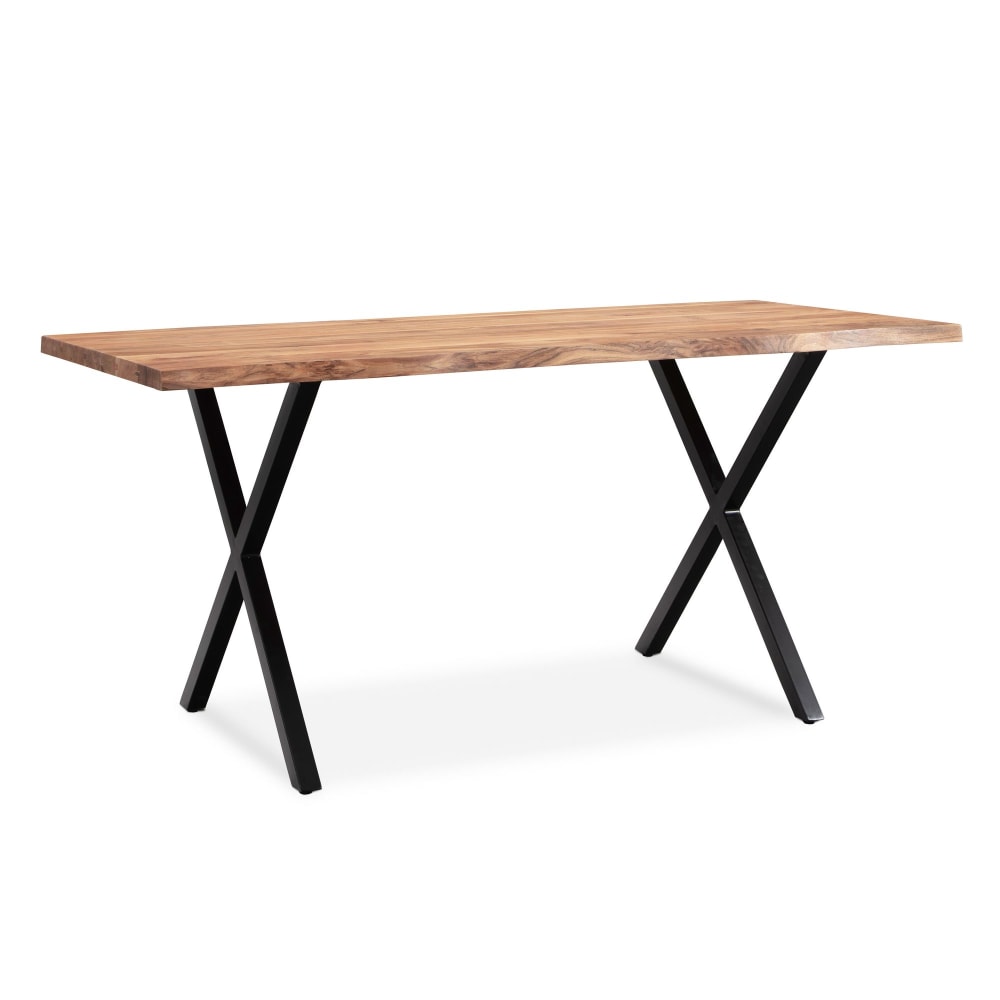 Finebuy Table Salle À Manger 180 Cm Bois Massif D'acacia Métal Cuisine Bords Naturels